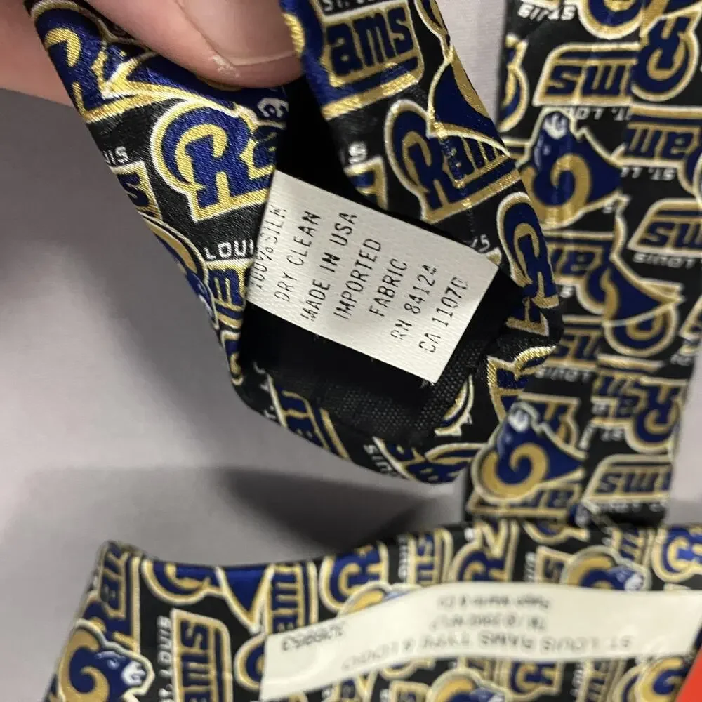 Vintage St. Louis Rams Tie Mens Blue Gold NFL Football Ralph Marlin Silk 2000s‎